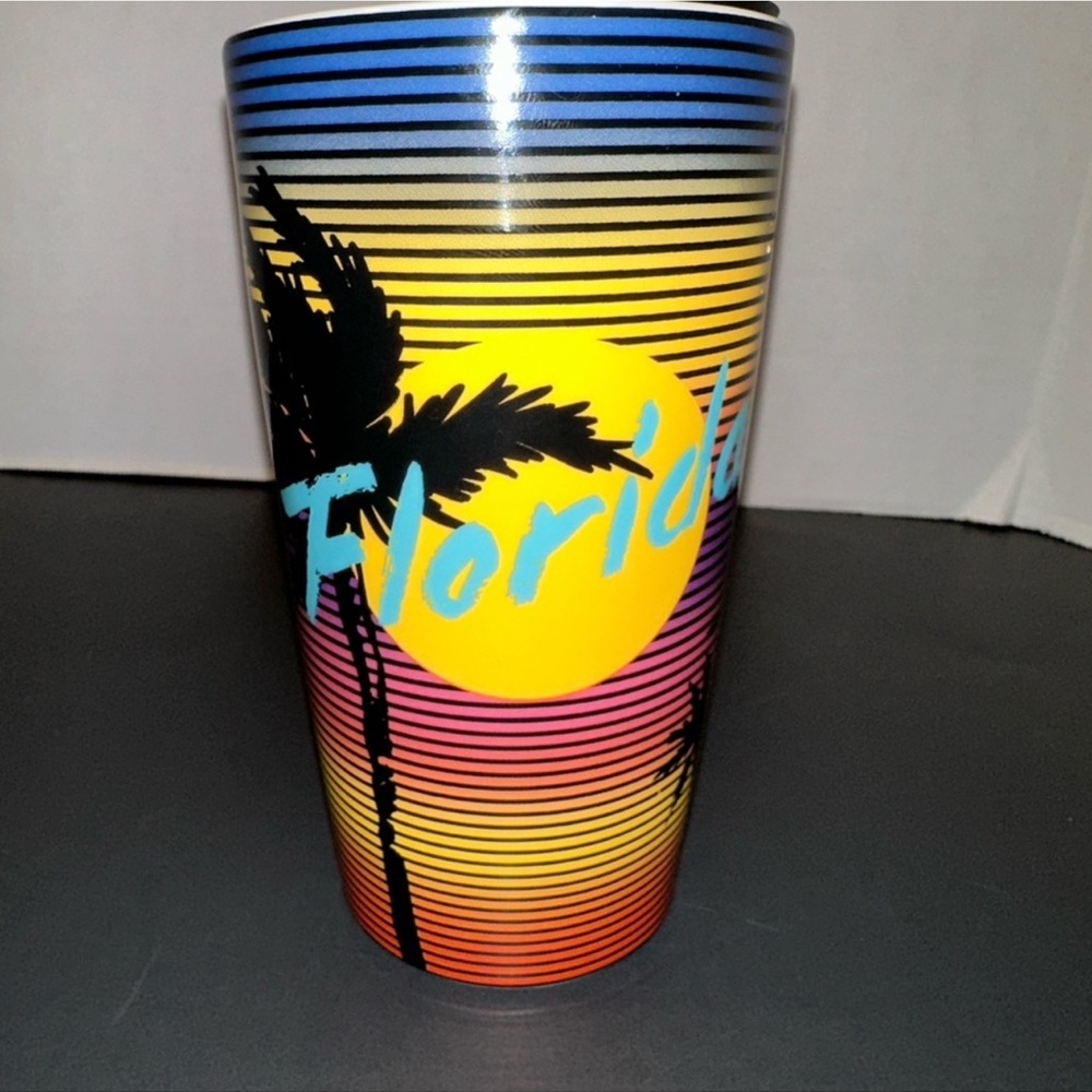 NWT STARBUCKS 80’s Style Florida Tumbler with Palm Tree Design 12 oz